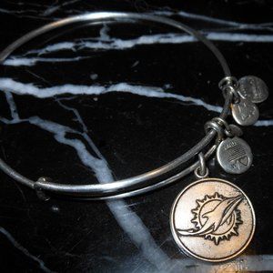 Alex And Ani Dolphin Miami NFL Charm Silver Bangle